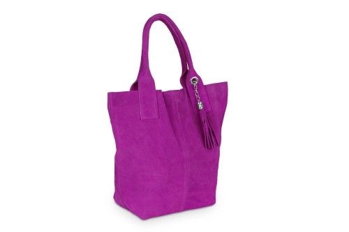 Torba Skórzana Vera Pelle Zamszowy Worek Fuksja (3).jpg