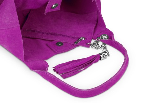 Torba Skórzana Vera Pelle Zamszowy Worek Fuksja (4).jpg