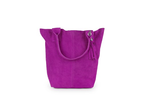 Torba Skórzana Vera Pelle Zamszowy Worek Fuksja (5).jpg