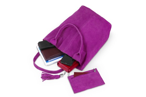 Torba Skórzana Vera Pelle Zamszowy Worek Fuksja (6).jpg