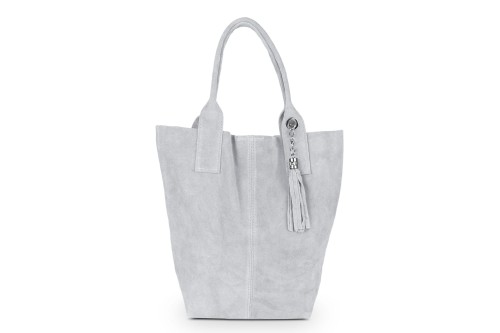 Torba Skórzana Vera Pelle Zamszowy Worek Szara (2).jpg