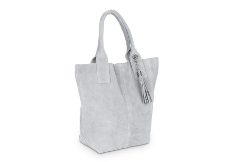 Torba Skórzana Vera Pelle Zamszowy Worek Szara (3).jpg