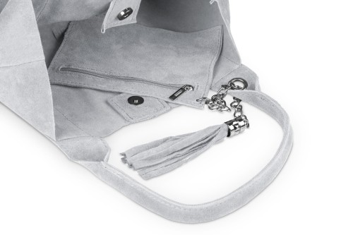Torba Skórzana Vera Pelle Zamszowy Worek Szara (4).jpg