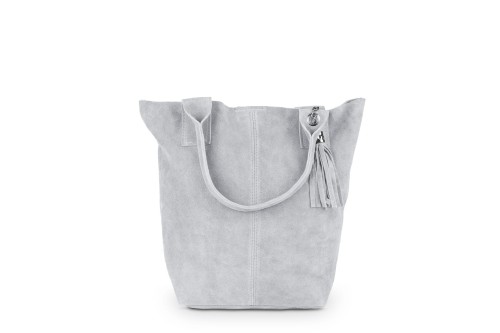 Torba Skórzana Vera Pelle Zamszowy Worek Szara (5).jpg