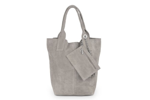 Torba Skórzana Vera Pelle Zamszowy Worek Taupe (1).jpg