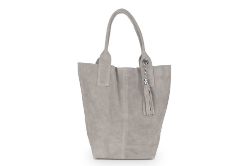 Torba Skórzana Vera Pelle Zamszowy Worek Taupe (2).jpg