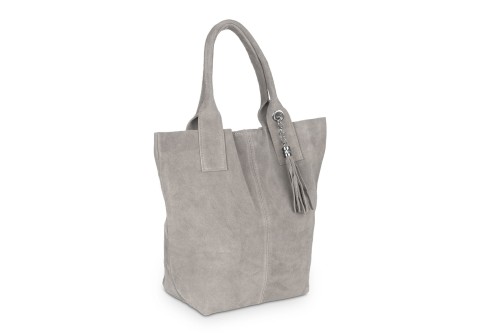 Torba Skórzana Vera Pelle Zamszowy Worek Taupe (3).jpg