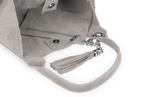 Torba Skórzana Vera Pelle Zamszowy Worek Taupe (4).jpg