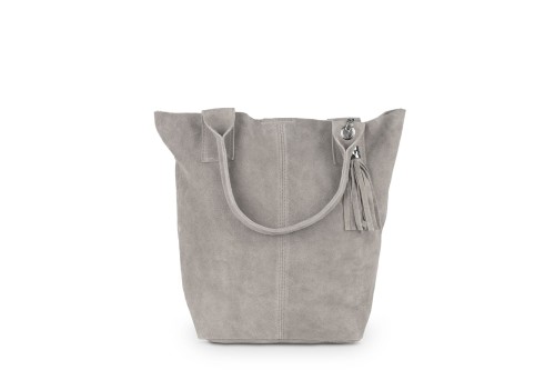 Torba Skórzana Vera Pelle Zamszowy Worek Taupe (5).jpg