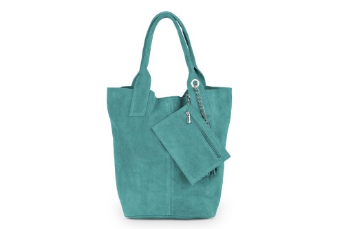 Torba Skórzana Vera Pelle Zamszowy Worek Turkusowa (1).jpg