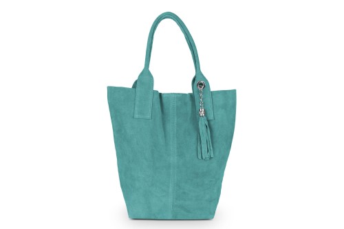 Torba Skórzana Vera Pelle Zamszowy Worek Turkusowa (2).jpg