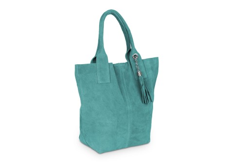 Torba Skórzana Vera Pelle Zamszowy Worek Turkusowa (3).jpg