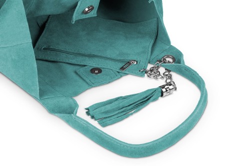 Torba Skórzana Vera Pelle Zamszowy Worek Turkusowa (4).jpg