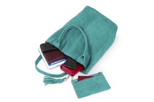 Torba Skórzana Vera Pelle Zamszowy Worek Turkusowa (6).jpg