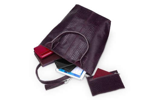 Torba Skórzana Vera Pelle Żmija Worek Bordowa (4).jpg