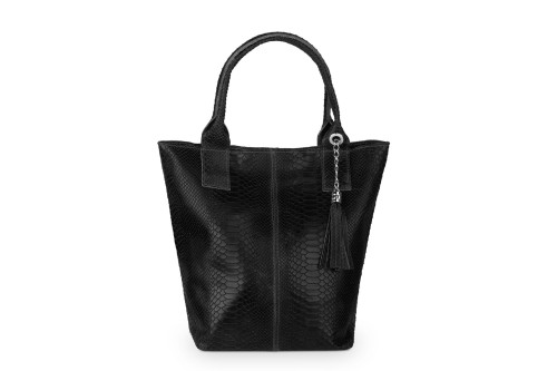 Torba Skórzana Vera Pelle Żmija Worek Czarna (2).jpg