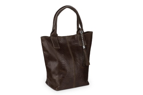 Torba Skórzana Vera Pelle Żmija Worek Czekolada (1).jpg