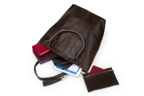 Torba Skórzana Vera Pelle Żmija Worek Czekolada (4).jpg