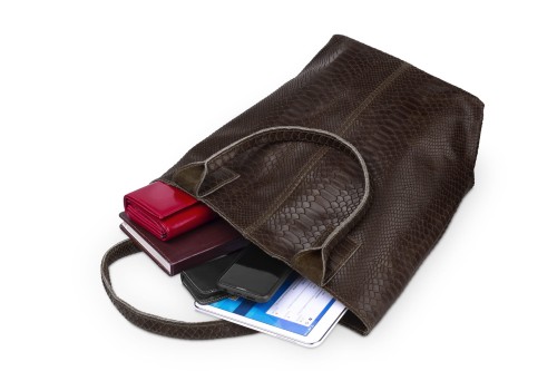 Torba Skórzana Vera Pelle Żmija Worek Czekolada (5).jpg