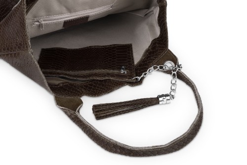 Torba Skórzana Vera Pelle Żmija Worek Czekolada (6).jpg