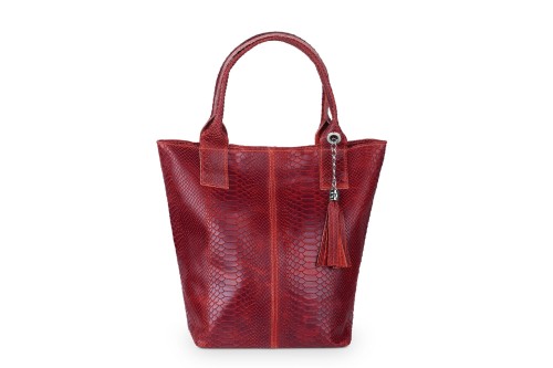 Torba Skórzana Vera Pelle Żmija Worek Czerwona (2).jpg