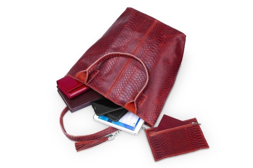 Torba Skórzana Vera Pelle Żmija Worek Czerwona (4).jpg