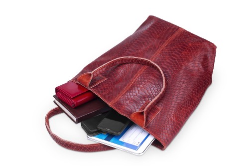 Torba Skórzana Vera Pelle Żmija Worek Czerwona (5).jpg