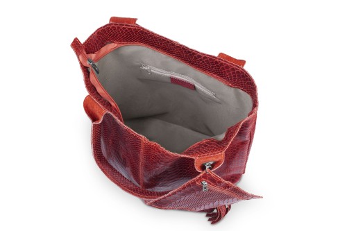 Torba Skórzana Vera Pelle Żmija Worek Czerwona (7).jpg