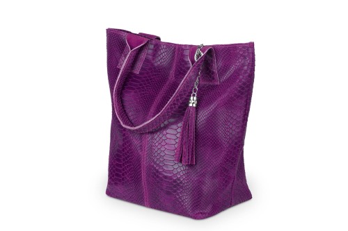 Torba Skórzana Vera Pelle Żmija Worek Fioletowa (3).jpg