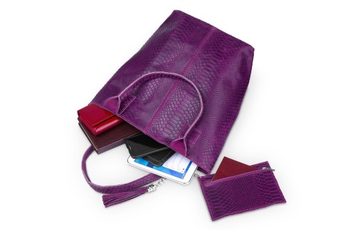 Torba Skórzana Vera Pelle Żmija Worek Fioletowa (4).jpg