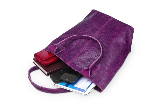 Torba Skórzana Vera Pelle Żmija Worek Fioletowa (5).jpg