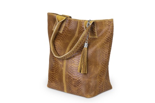 Torba Skórzana Vera Pelle Żmija Worek Koniak (3).jpg