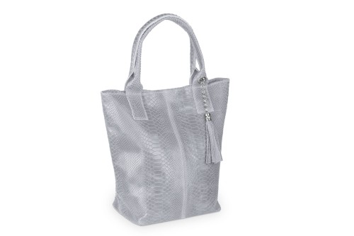 Torba Skórzana Vera Pelle Żmija Worek Szara (1).jpg