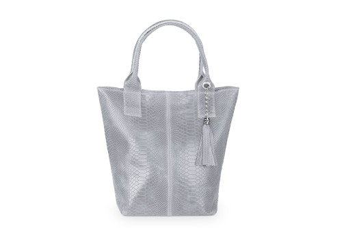 Torba Skórzana Vera Pelle Żmija Worek Szara (2).jpg