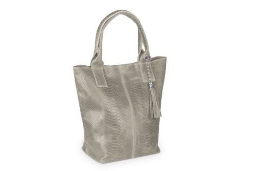 Torba Skórzana Vera Pelle Żmija Worek Taupe (1).jpg