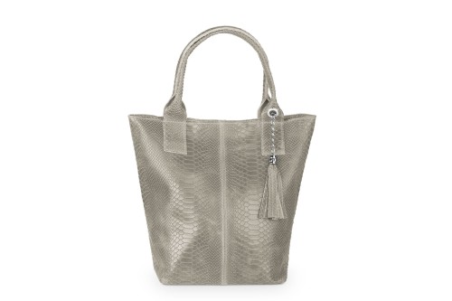 Torba Skórzana Vera Pelle Żmija Worek Taupe (2).jpg