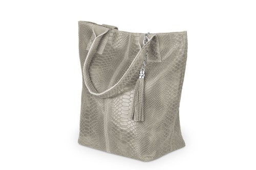 Torba Skórzana Vera Pelle Żmija Worek Taupe (3).jpg