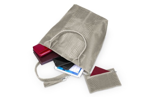 Torba Skórzana Vera Pelle Żmija Worek Taupe (4).jpg