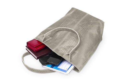 Torba Skórzana Vera Pelle Żmija Worek Taupe (5).jpg