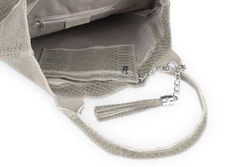 Torba Skórzana Vera Pelle Żmija Worek Taupe (6).jpg