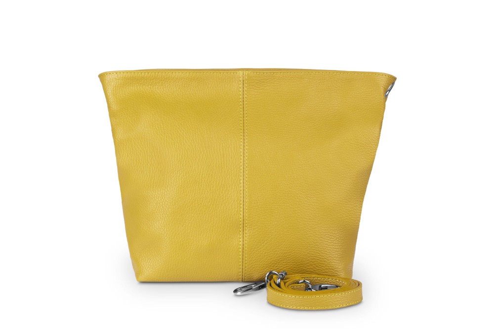 Torebka Skórzana Klasyczna Vera Pelle Trapez Szafran (1).jpg