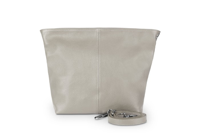 Torebka Skórzana Klasyczna Vera Pelle Trapez Taupe