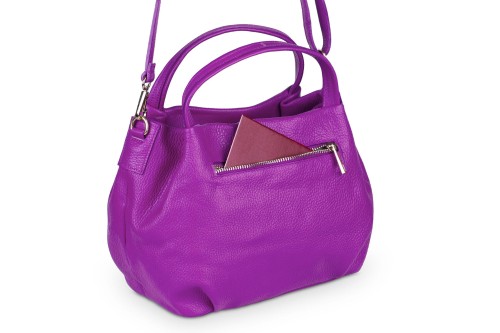 Torebka Klasyczna Skórzana Vera Pelle Fuksja (4).jpg