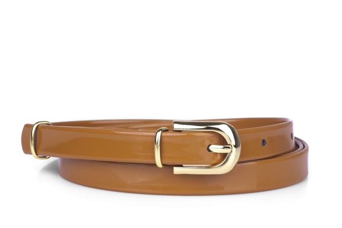 Pasek damski klasyczny rudy lakier 1,5 cm