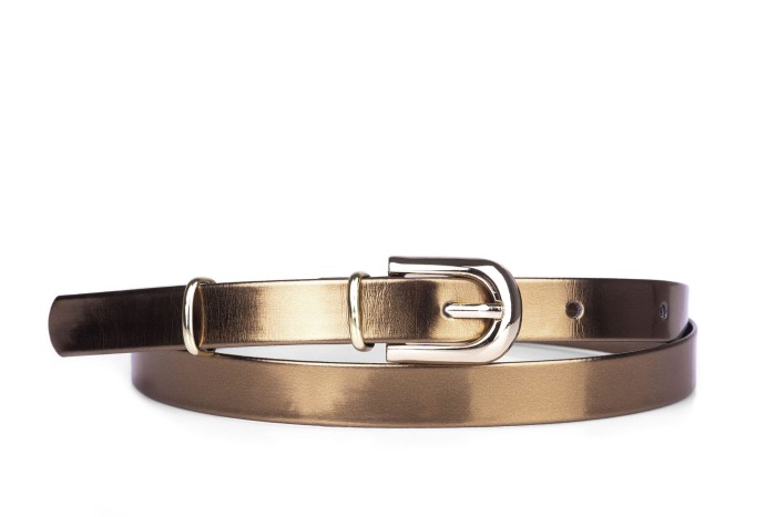 Pasek damski klasyczny stare złoto lakier 1,5 cm