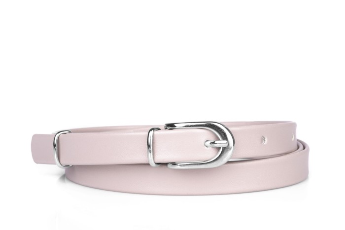 Pasek damski klasyczny pudrowy mat 1,5 cm