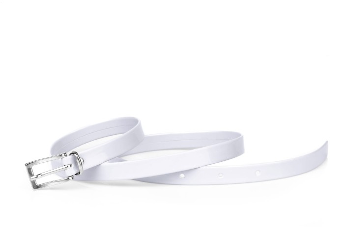 Pasek damski klasyczny platynowy lakier 1,5 cm