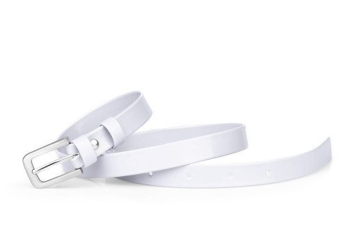 Pasek damski klasyczny platynowy lakier 2 cm