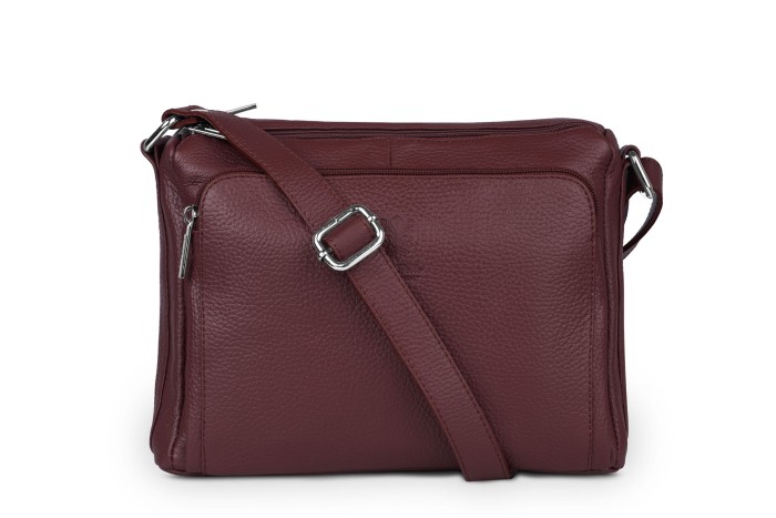 Torebka Skórzana Vera Pelle Antonio Bordowa