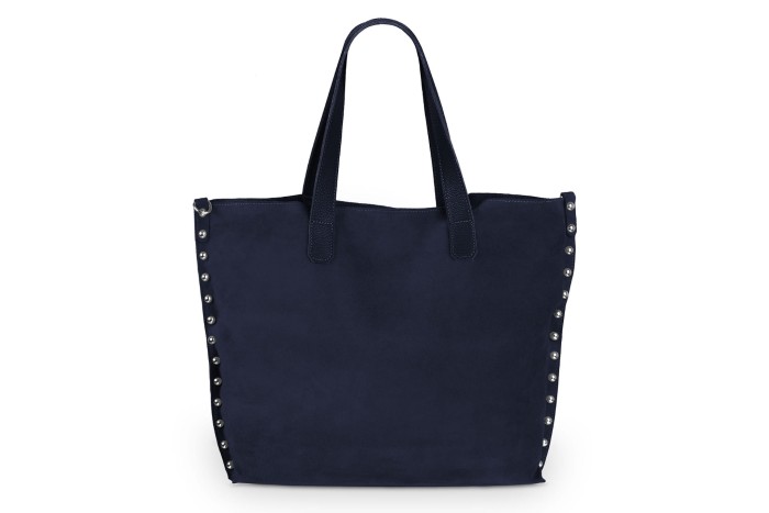 Torba Skórzana Zamszowa Rivetto Vera Pelle Granatowa